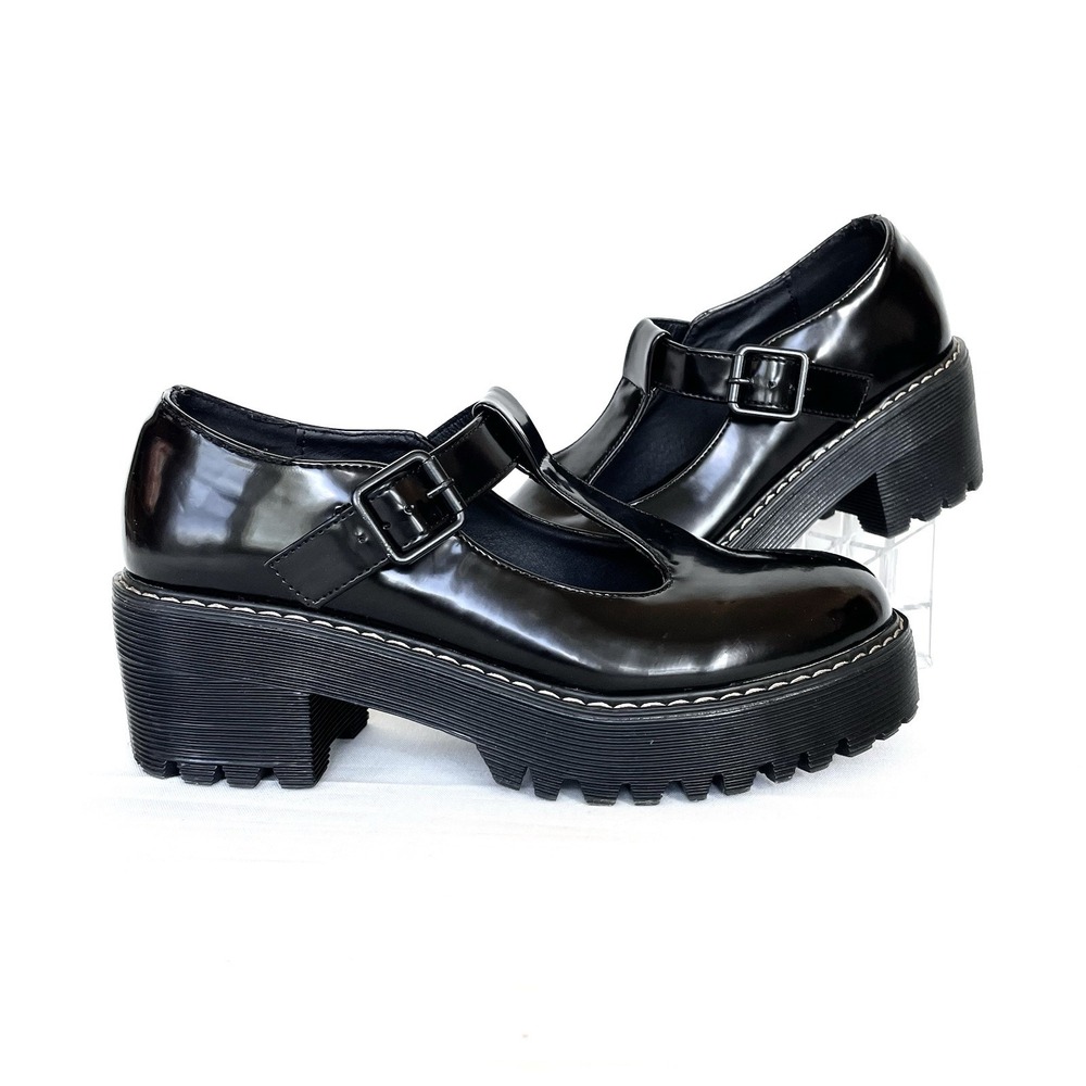 Madden Girl Hollyy Black Patent Mary Jane Platform Shoes 8.5 Y2K Style